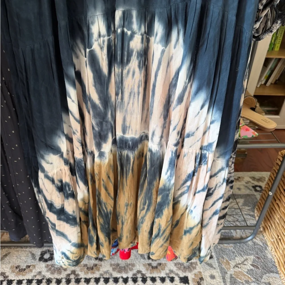 SOLD•••• Young Fabulous & Broke Navy Dress with Tie-Dye Accents - Picture 4 of 5